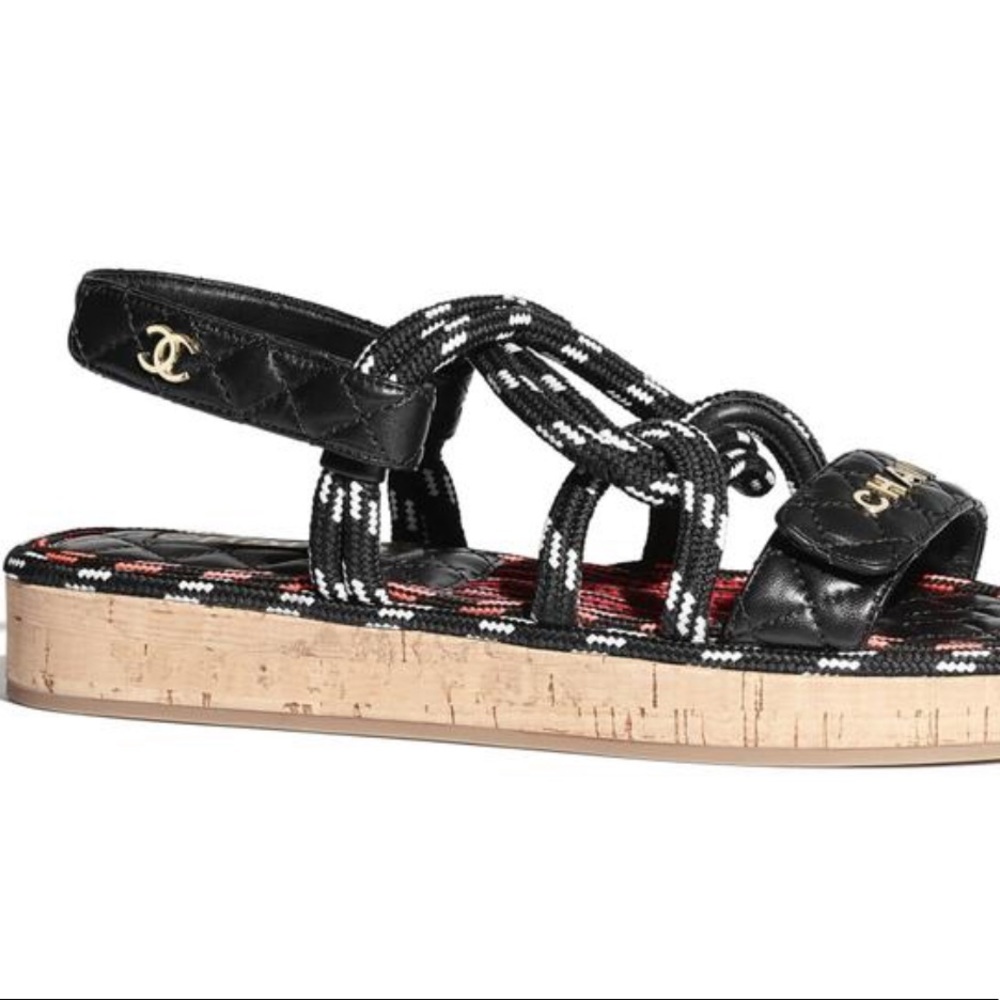 Authentic Chanel Cord & Lambskin Sandal S20 - Picture 7 of 7
